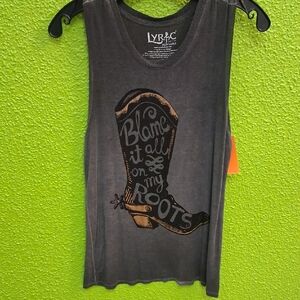 LYRAC Women's Charcoal Tank Top with Boot Design